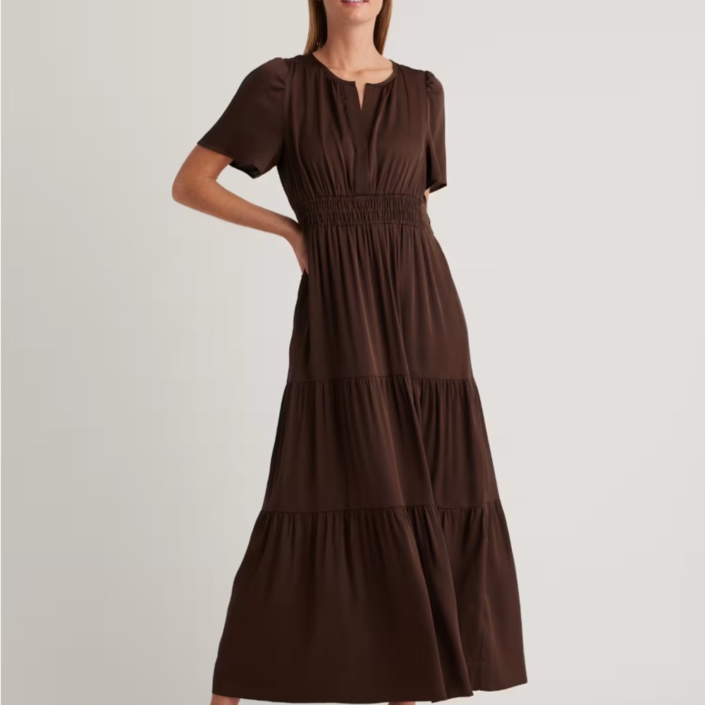 Quince Brown Tiered Maxi Sundress